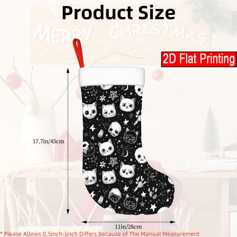 Christmas decoration fireplace hanging stocking 1pc Black & White Christmas Stocking Ornament with Santa Claus Hanging D