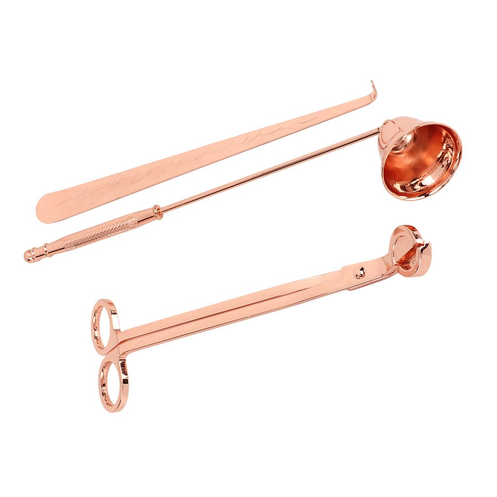 3pcs Candle Wick Trimmer Set Wick Trimmer Candle Snuffer Wick Dipper Stainless Steel Candle Accessory Set Rose Gold