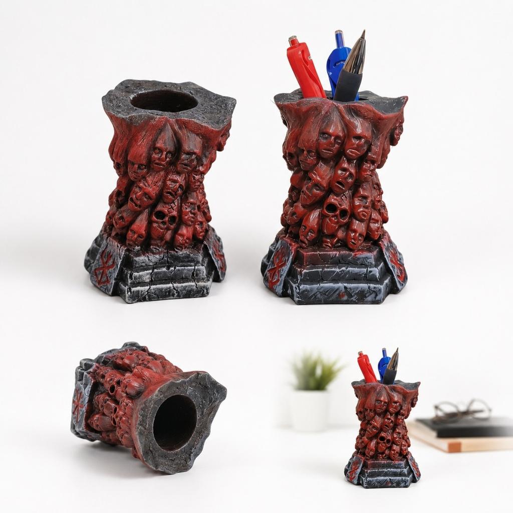 Halloween Pen Holder, Gothic Desk Pencil, Skeleton Ornament for Home Tabletop