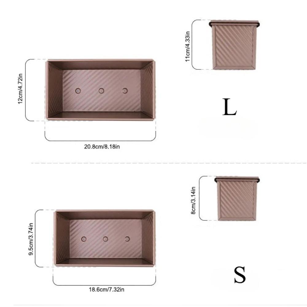 1Pcs Rectangle Loaf Pan with Lid Non Stick Bakeware for Baking Bread Carbon Steel Corrugated Toast Box with Lid Bread Mould