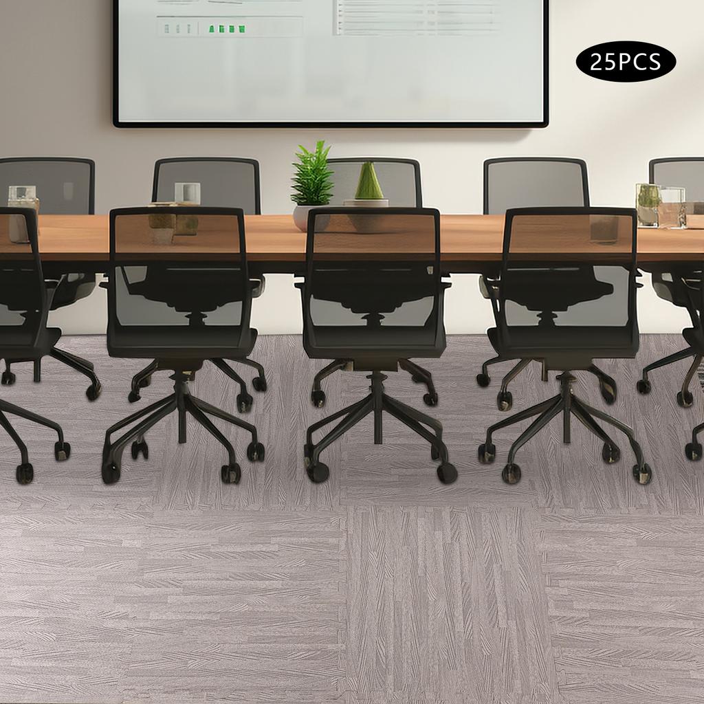 25 pièces 24*24 pouces Gris Grain Bois Mousse Emboîtable Tapis de Sol, 0,4 pouces d'épaisseur Résistant à l'usure Carreaux de Mousse Imprimés pour Salons & Bureaux
