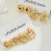 8pcs Vintage Gold Color Metal Twisted Earrings Set Fashion Hollow Rope Knot Stud Earrings For Women Versatile Party Jewelry Gift