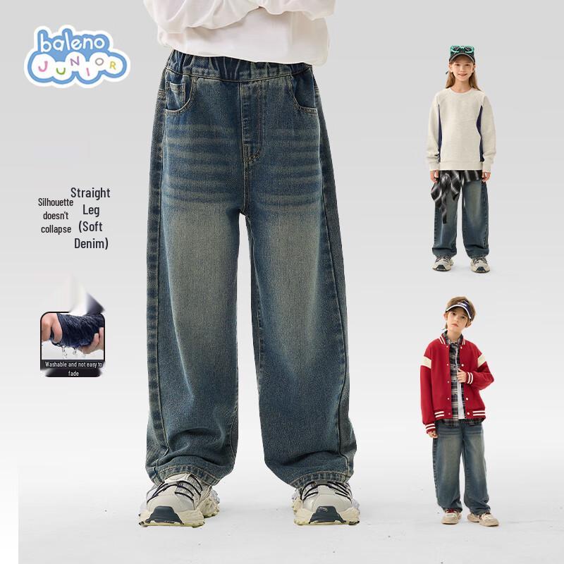 Baleno Unisex Kids  2025 New Collection Retro Casual Straight-Leg Jeans 160