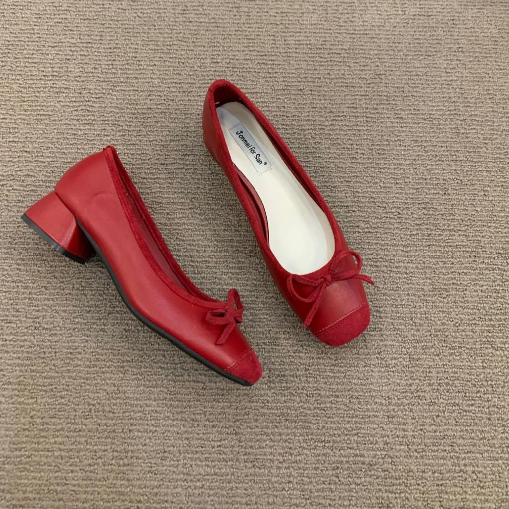 Fashion Bailamos Women Flats Fashion Colored Soft Leather Ballet Shoes 2025 Square Toe Bow Low Heels Shoes Shallow Mouth Casual Shoes Mu