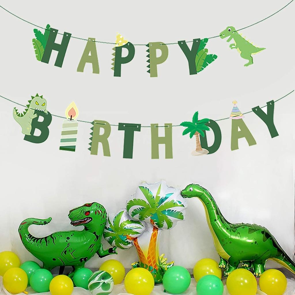 Dinosaur Birthday Banner - Dinosaur Happy Birthday Banner, Dinosaur Theme Birthday Party Decorations