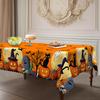 1 Piece Halloween Round Tablecloth Tablecloth, Tombstone, Black Cat, Pumpkin Bat Pattern, Halloween Gift.