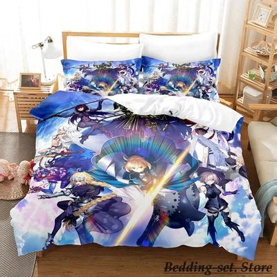 Bequemes Anime-Print Bettwäscheset Mit Bettbezug Und Kissenbezügen Einzel-, Twin-, Full-, Queen-, King-Größen Für Alle Altersgruppen