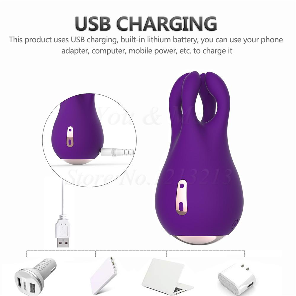 10 Speeds Rabbit Vibrator Masturbator Vibrating Nipple Clamp Clitoris Stimulator Labia Clip Massager Adult Sex Toys For Women