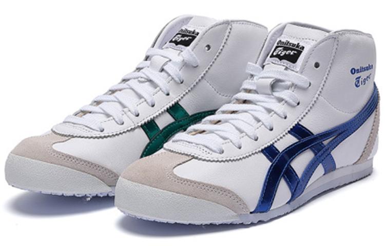 ONITSUKA TIGER Mexiko Mid Runner Bequem Verschleißfest Und Leicht Hoch geschnitten Laufschuhe Unisex Weiß Blau 1183A658-100