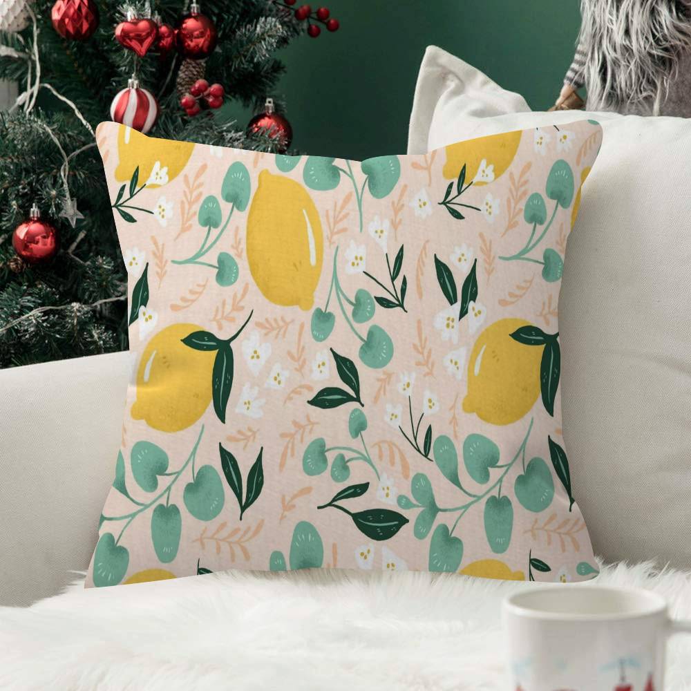 Abstract Lemon Summer Cushion Cover Inches Farmhouse Decor Home Throw Pillow Covers For Couch Decorations