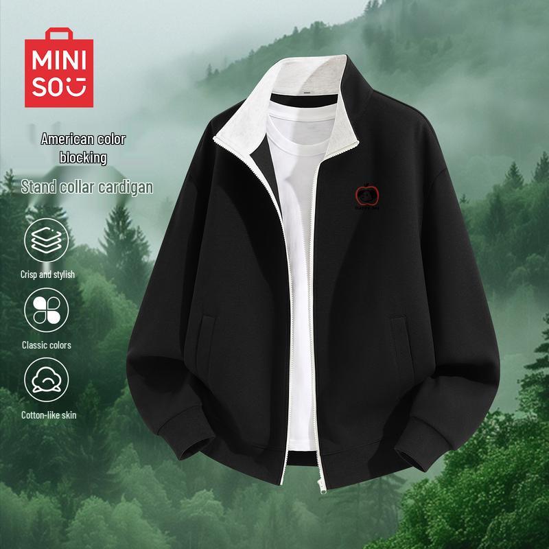 MINISO Men's Heavyweight Color Block Zip Hoodie