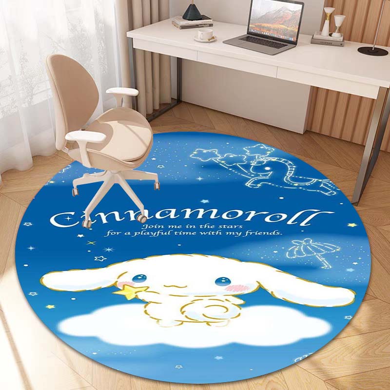 The My Melody and Cinnamoroll Cartoon Round Rug Can Be Used To Decorate Living Rooms, Bedrooms, Sofas, and Playrooms;
