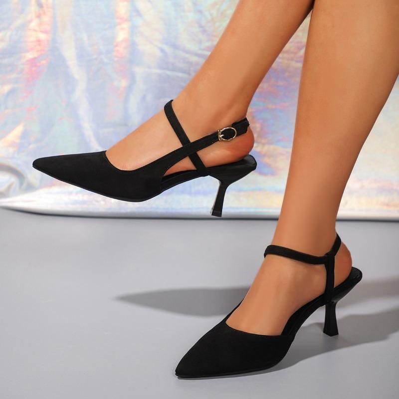 Plus Size Pointed Stiletto Sandals Women's High Heeled Suede Shoes