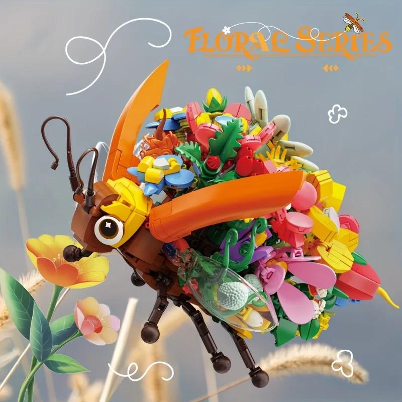 

Insect Flower Building Blocks Creativity ladybug Beetle Bee Model Bricks Desktop Decoration Diy Toys For Kids Holiday Gifts