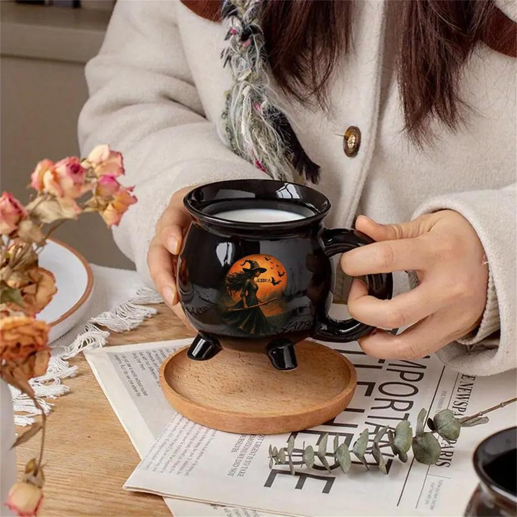 Halloween Witch Cauldron Mug Resin Creative Coffee Cup For Hot Beverages Creative Kitchen Drinkware Gift Giving