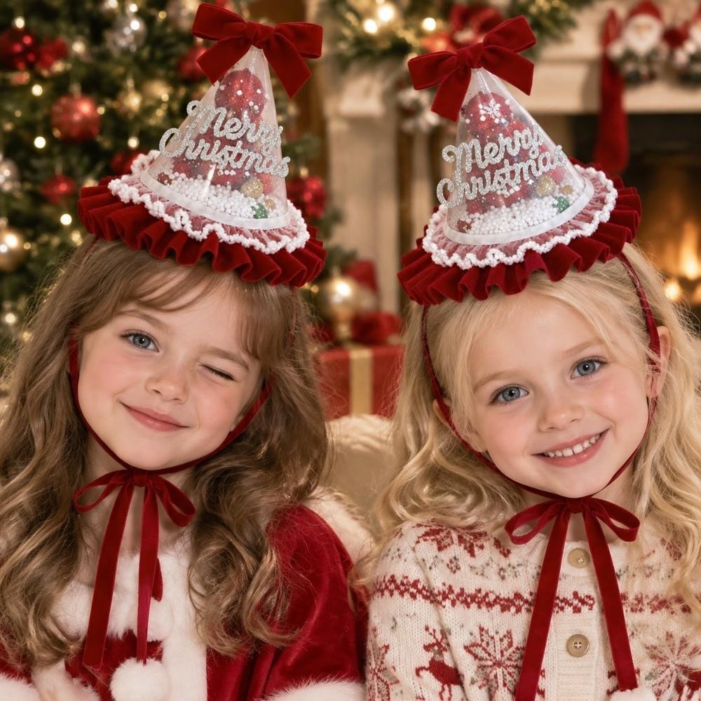 Red Velvet Christmas Hair Clip Shiny Sequin Xmas Headpiece Christmas Hat Hairpin Kids