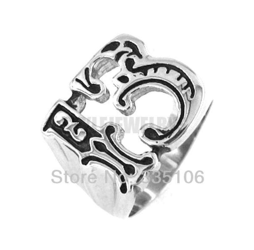 Anello Numero Personalità 13 Acciaio Inossidabile Fascino Moda Stella Biker Gioielli Regalo Uomo SWR0926