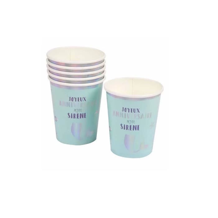 Gobelets en carton - An - Bleu - 25 CL - Lot de 6 - Vaisselle jetable