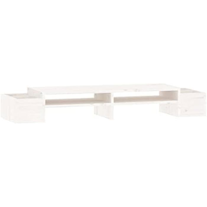 Support de moniteur - VIDAXL - Bois massif - Blanc - 100 x 27,5 x 15 cm - Design minimaliste