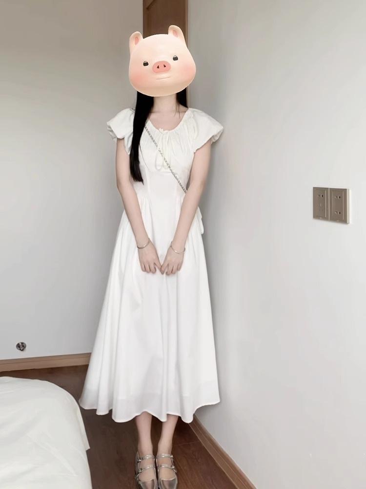 First love small white dress French bubble sleeve dress children's summer new small high-end long skirt