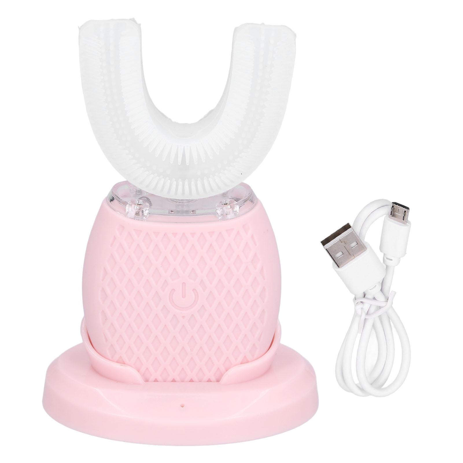 Ультразвуковая автоматическая зубная щетка отбеливающая 360 градусов U-образная электрическая ультразвуковая зубная щетка для розовый