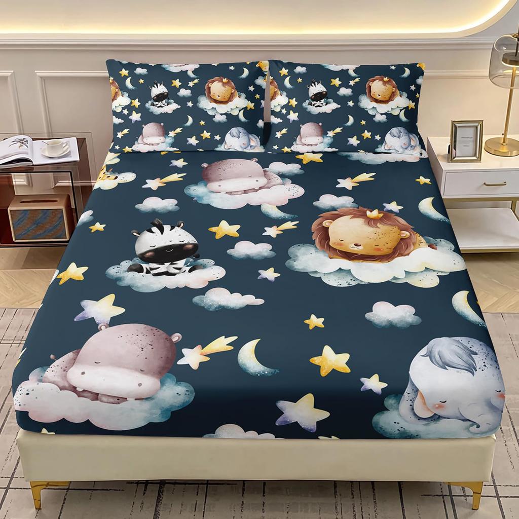 Astronaut Cat Pattern Bed Hat Three-Piece Digital Printing Bedding Bed Hat Three-Piece Set Children Adult