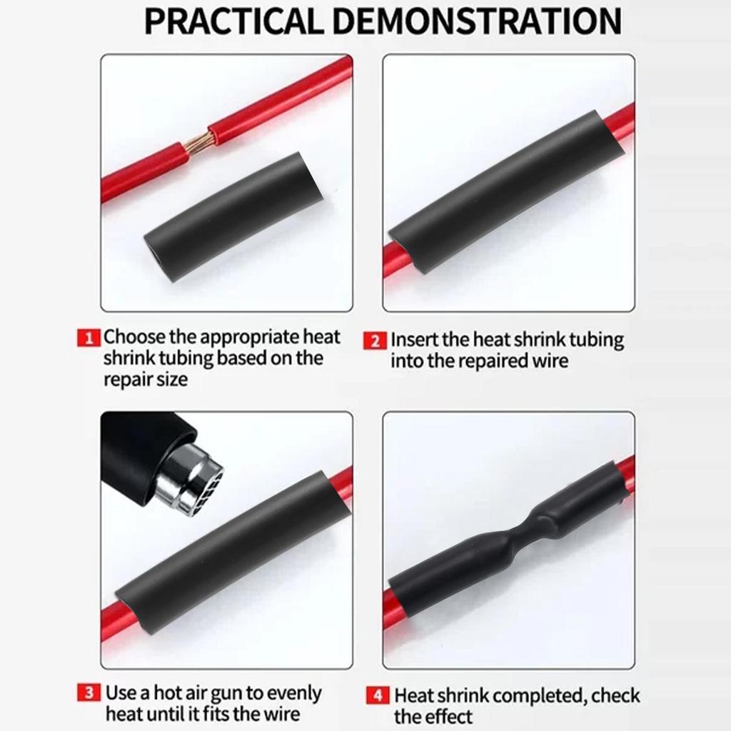 4:1 Black Heat Shrink Tubing Heat Shrinkable Tube Cable Sleeves Wire Cable Wraps Protecter Covers Industrial Heat-Shrink Tubings