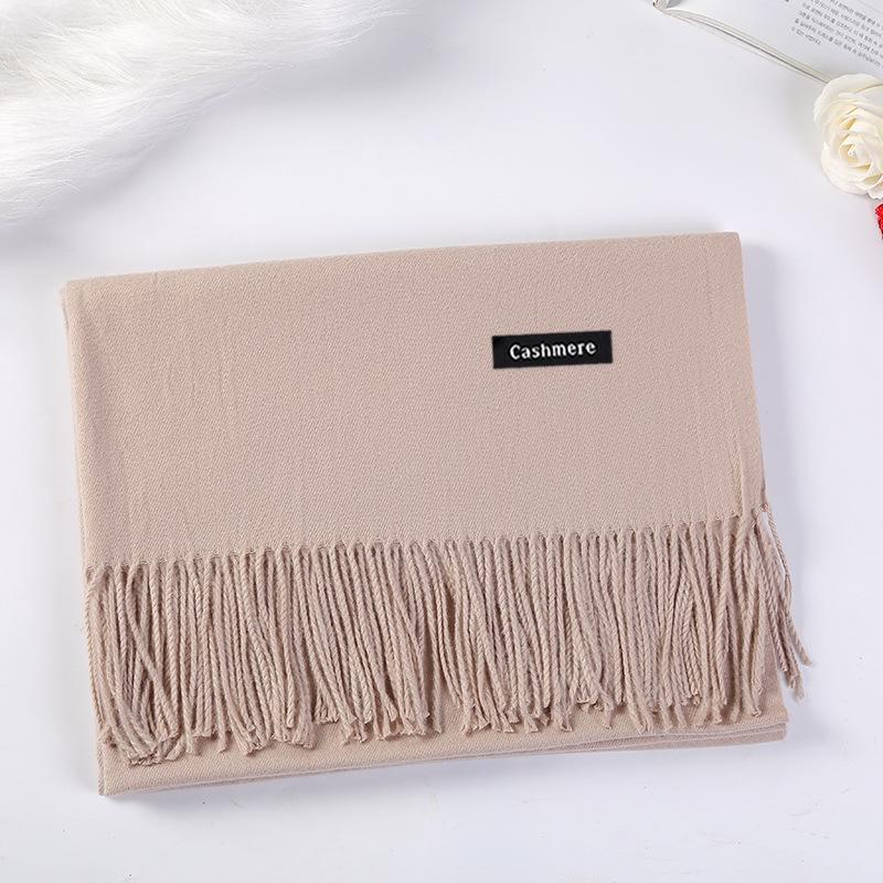 High-End Unisex Winter Red Scarf: Solid Color Imitation Cashmere Shawl & Neck Warmer