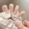 Nude Gradient Cat Eye Pearl Flower Nail Art Stickers - High-Grade, Wearable, Trendy, Daily Use