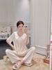 1011 New Pajamas Women's Summer Ice Silk Short-sleeved Trousers Set Unique and Beautiful Korean Girl Loungewear