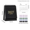 2027 Mini Desk Calendar 1Pcs Exquisite Gold Foil Spiral Bound Small Desktop Decor for Student Study Plan Gift