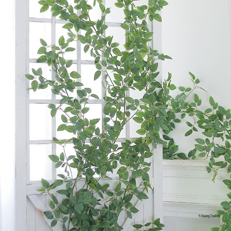 Luxurious Staircase Decor: Bionic Green Rose Vines & Leaves