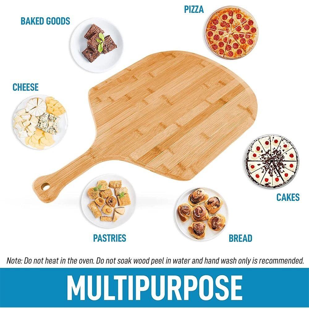 Smooth Long Handle Wooden Pizza Paddle Nonstick Bamboo Pizza Cutting Board Pizza Peel  Baking Tool