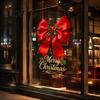 Seasonal Home Decoration Christmas Bow Window Sticker, Red Static Cling, Waterproof Holiday Glass Clings Removable PVC Decal for Windows Doors Decals