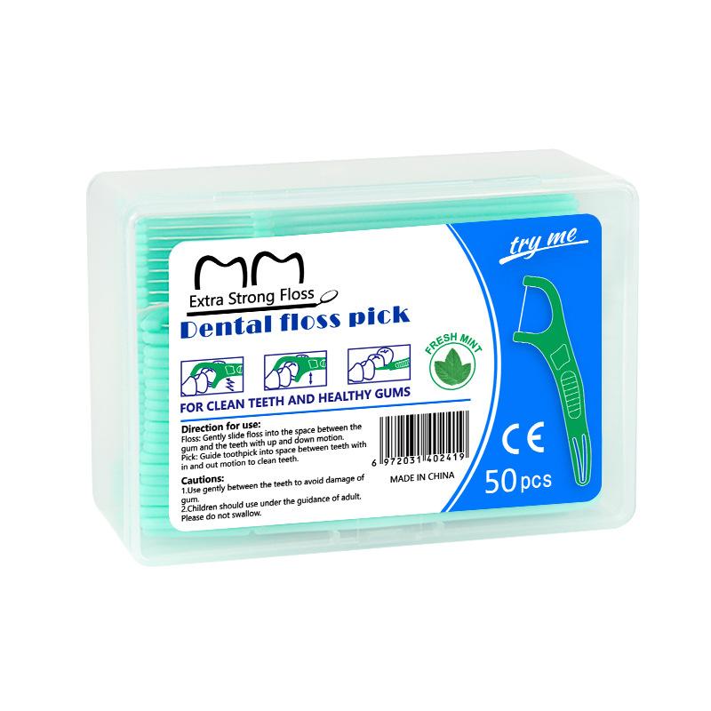 Dual-purpose Mint-flavoured Disposable Dental Floss Sticks