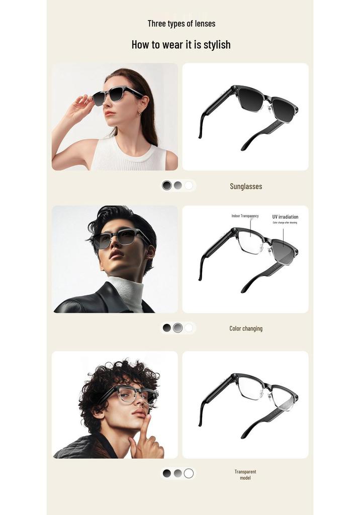 AI Smart Glasses with Metal Frame: 800W Camera, Video & Photo, Voice Recording, Translation, Music