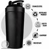 Body Smith Gym Shaker Classic XP Mixer Black Stainless Steel Shaker Blender 750 ML For Protein