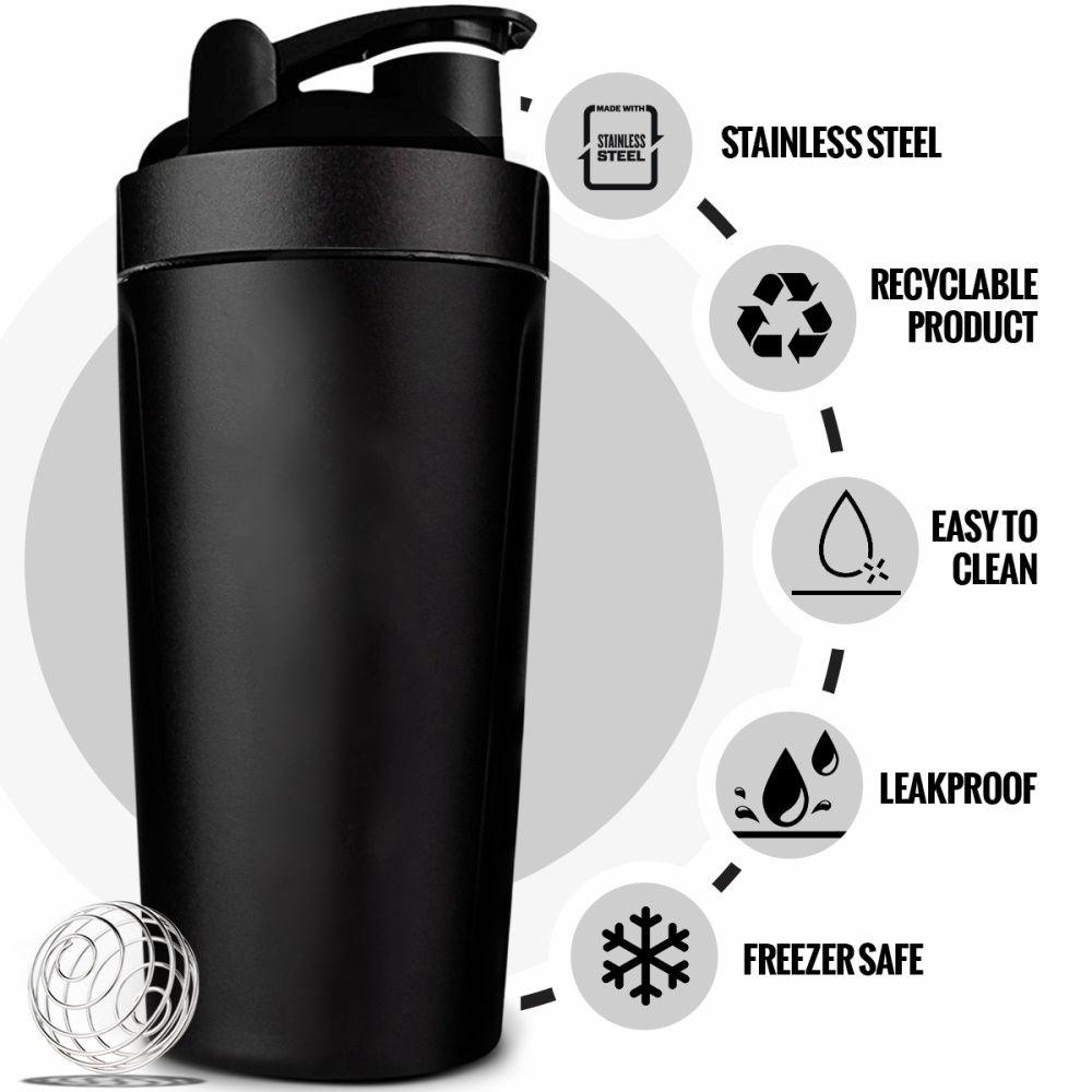 Body Smith Gym Shaker Classic XP Mixer Black Stainless Steel Shaker Blender 750 ML For Protein
