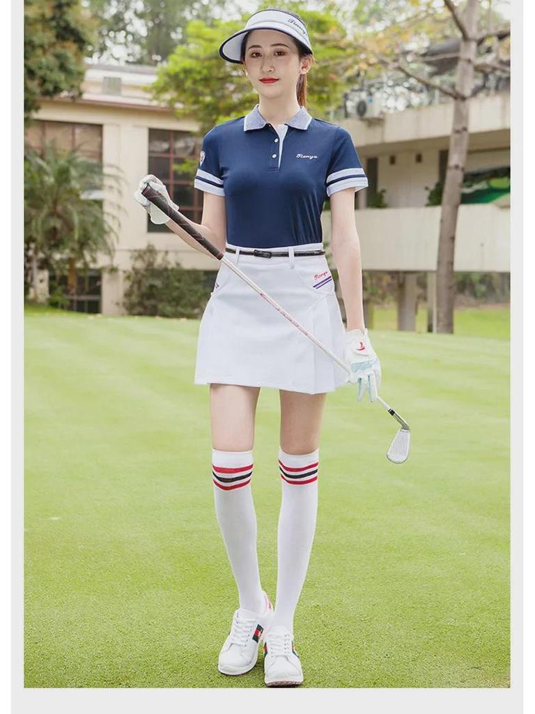 Women's Summer Lapel Golf T-Shirt - Korean Style Short-Sleeved Sports Top
