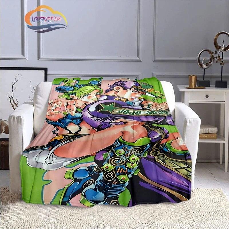 Karikatura JoJo's Bizarre Adventure Stone Ocean Deka Měkký fleece Throw Lehká All Seasons Teplá pro gaučovou přikrývku