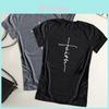 Dames T-shirt met korte mouwen, zomer, met geloofsletterprint, grafisch T-shirt, blouse, mode, in zacht en comfortabel materiaal