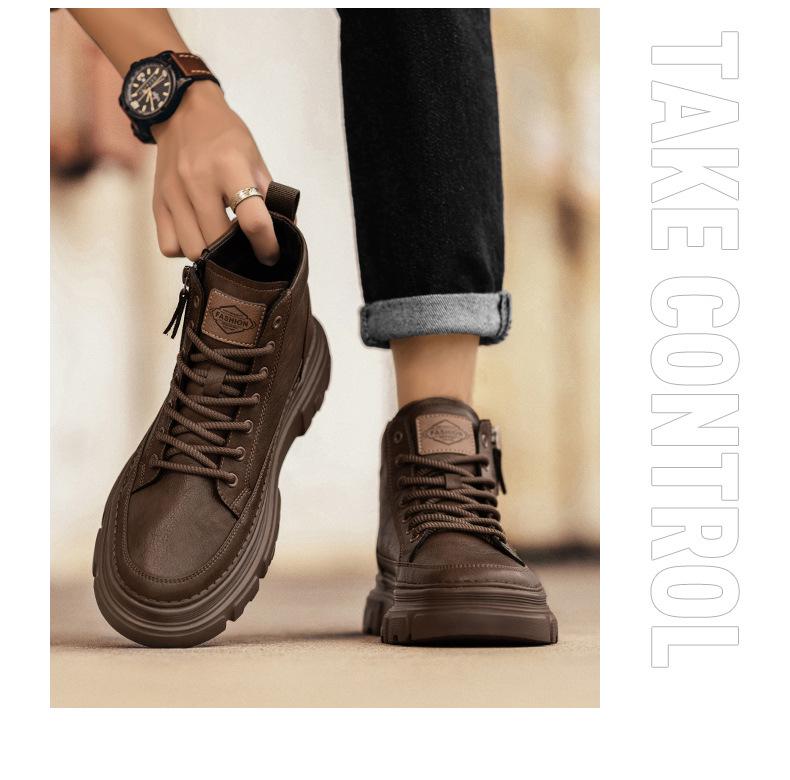 Men's Retro High-Top Work Boots: 2025 Autumn/Winter Thick-Soled Casual Martin Boots