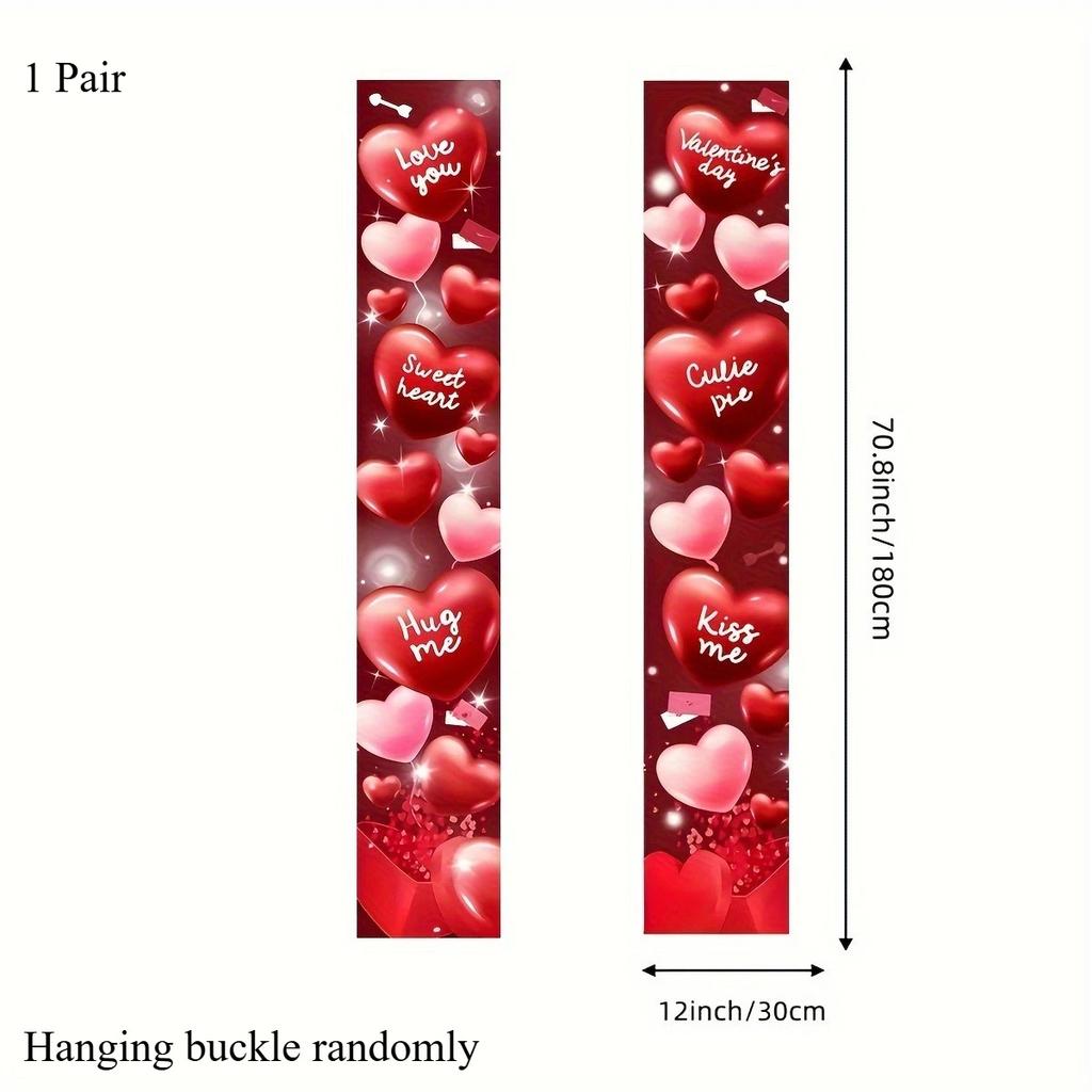 2/4pcs Valentine'S Day Polyester Porch Banners,12x70.8 inch Heart&Cupcake Design,Love Hanging Decor for Home,Wedding,Anniversary