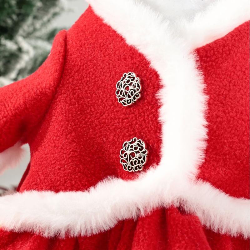 Red Crochet Santa Geese Costume Soft Yarn Outfit Seasonal Yard Decoration Handcrafted Santa Geese Costume