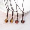 Tiger's Eye & Obsidian Rainbow Pendant Necklace - Modern Simple Design, 16mm Bead