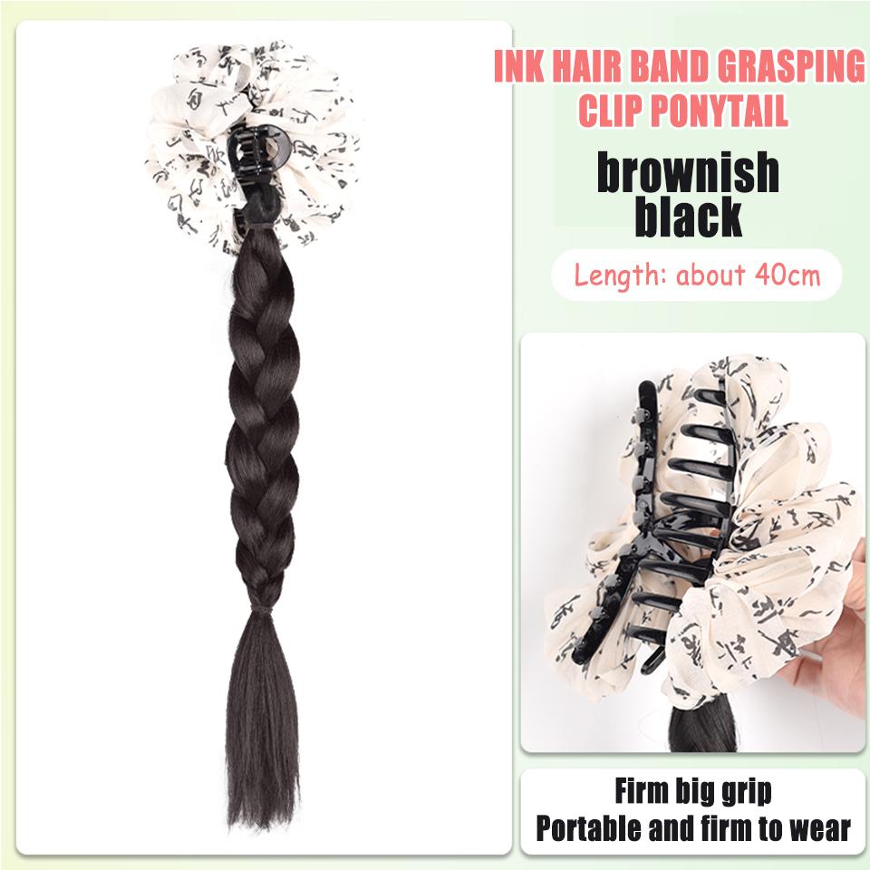 Ponytail Synthetic Wig Rose Feather Grip Female Twist Boxing Braid Feather Rose Grip Low Side Ponytail