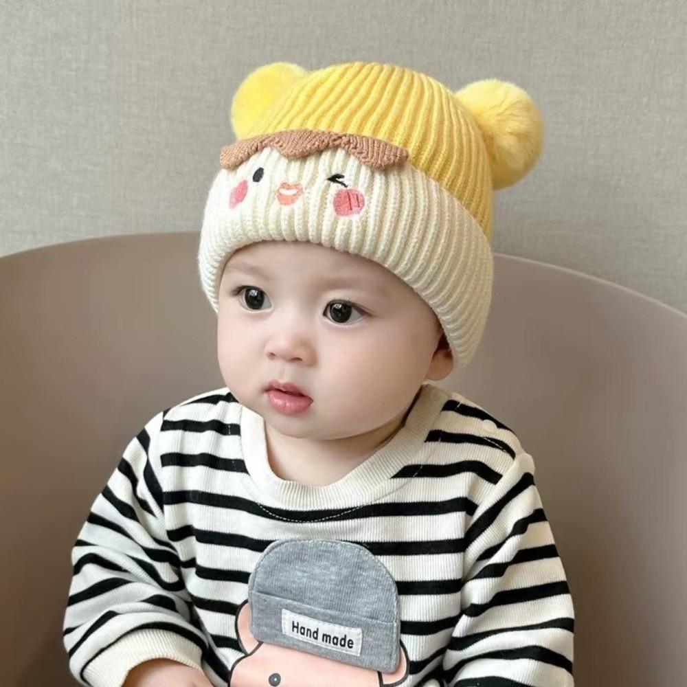 Windproof Baby Knitted Hat Thickened Warm Hat Soft Pom Pom Beanie Winter