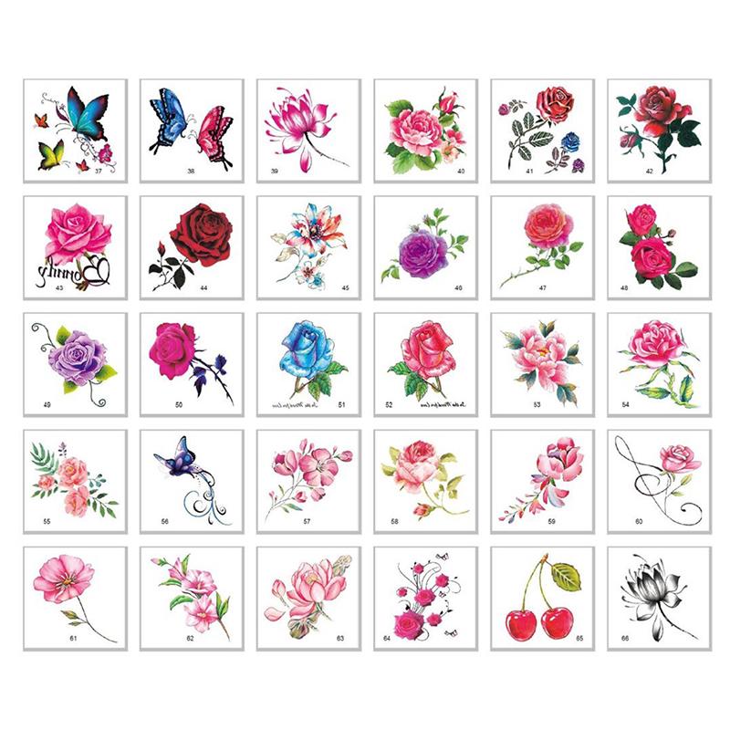 

66Pcs Flower Butterfly Body Art Temporary Tattoos Stickers Waterproof Tattoos 66Pcs