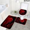 3pcs Black and Red Batman Pattern Flannel Nonslip Absorbent Washable Decorative Bathroom Home Toilet Seat Cover Mat
