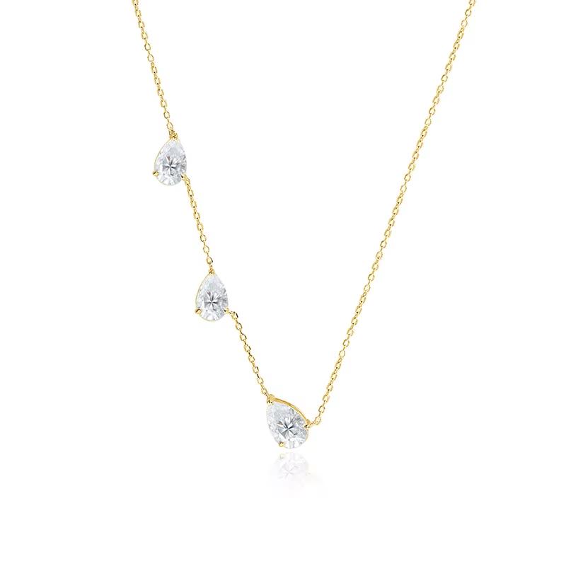 

Smyoue Gradient Moissanite Necklace for Women 3 Gems Pear Cut Certified Luxury Pendant Lab Diamond Jewelry Sterling Silver 925 3 and 4 and 5CT